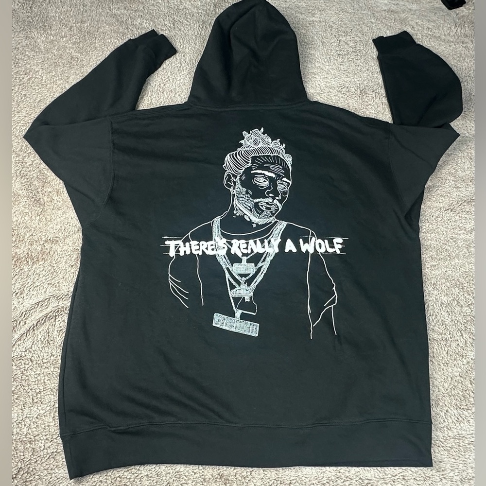 Russ Merch There's Really A Wolf Portrait Hoodie Black Men's XXL Graphic - Picture 10 of 15